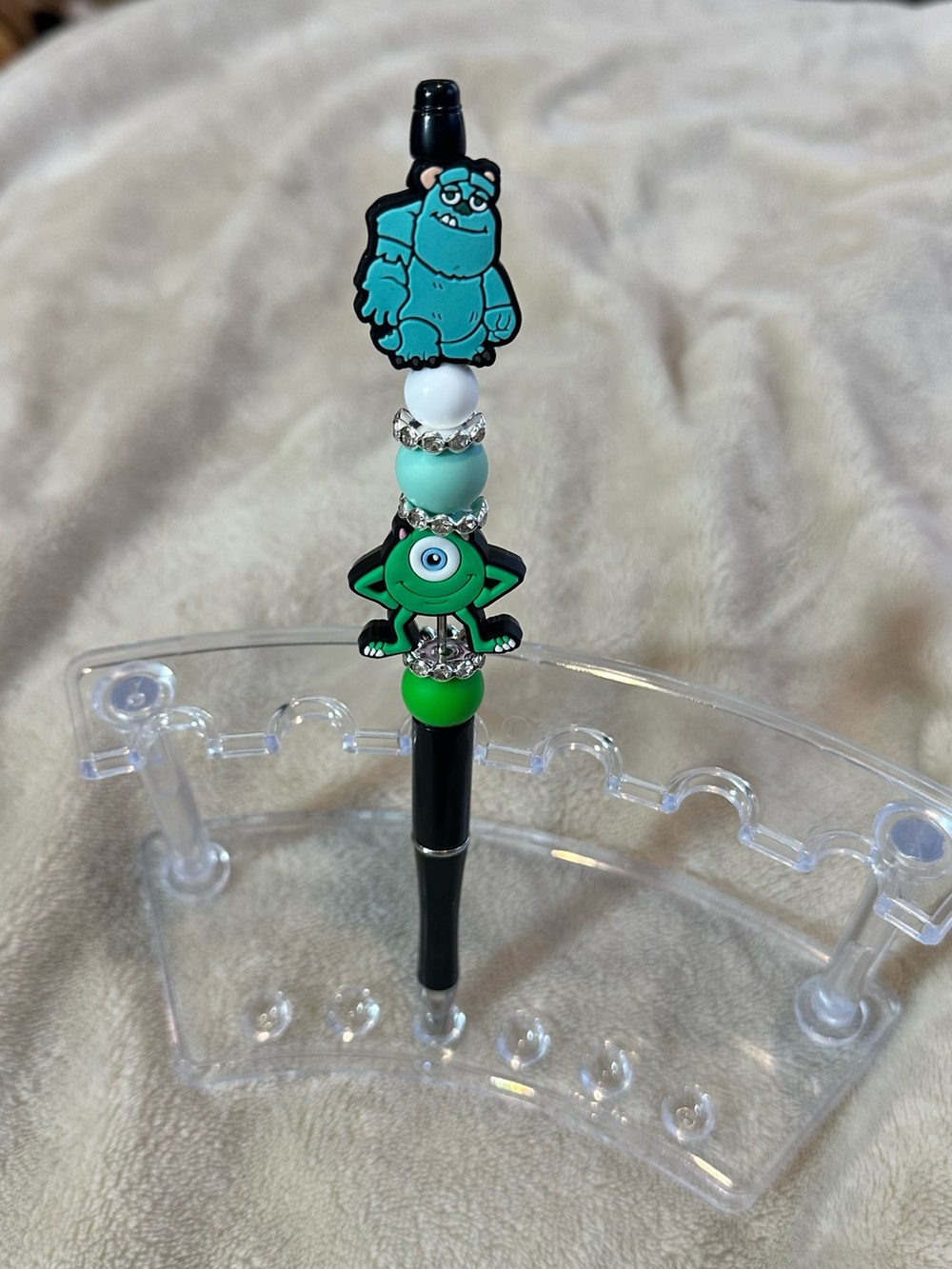 Kids Green & Teal Character Bead Pen - Fun Monster Design